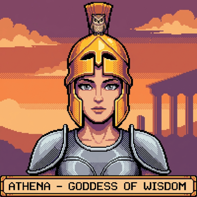 Zendaya as Athena in The Odyssey (2026), pixel art illustration