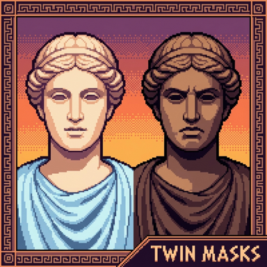 Lupita Nyong'o as Helen & Clytemnestra in The Odyssey (2026), pixel art illustration